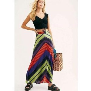 Free People Maxi Rio Olympia Striped Combo skirt sz 6